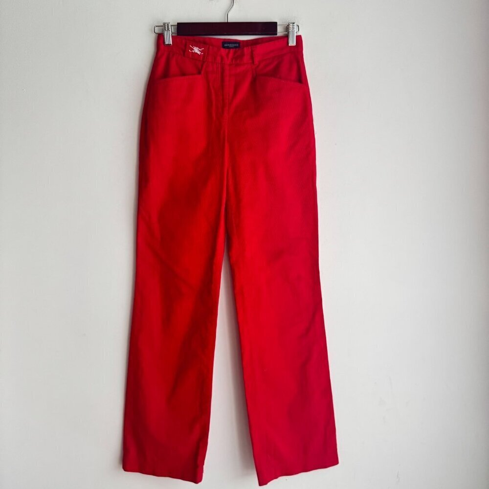 Burberry Golf Red Corduroy Bootcut High waist Pants 0/2 - Picture 3 of 15
